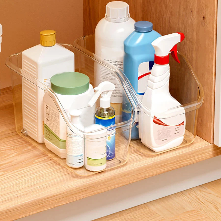 Rolling Clear Cabinet Bin